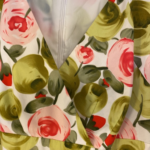 Talbots pink and green Floral Rose sleeveless Dress with v-neck - Picture 3 of 5